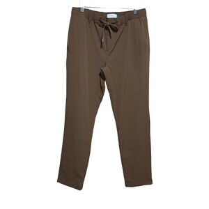 Peter Manning New York Mens Brown Nylon Spandex Drawstring Waist Pants 32W 28L